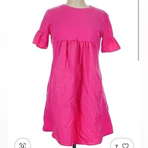 English Factory Hot Pink Ruffle Sleeve Dress, medium